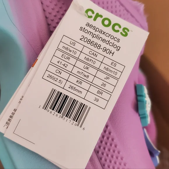 Crocs x Aespa New Lined Stomp Clogs Lilac Blue Men's 8 / Women's 10 NWT - Picture 14 of 15